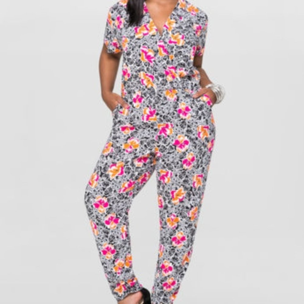 Ashley Stewart floral jumpsuit with pockets